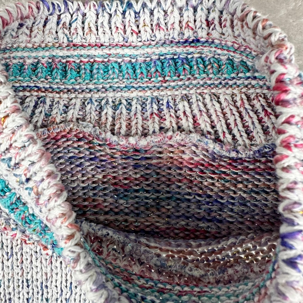 VTG CUTE Aztec Print Mock Neck‎ Sweater Metallic Multi Color Speckled Knit - Picture 15 of 16